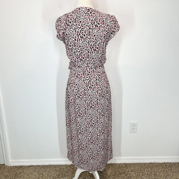 NWT J.Crew Pink leopard printed True wrap midi dress Size XS career workwear - Picture 7 of 10